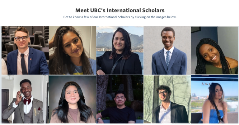 Headshot grid of this year's International Scholars from the website