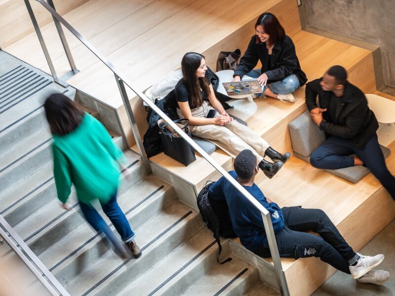 Students hanging out on the Vancouver campus in the Nest.